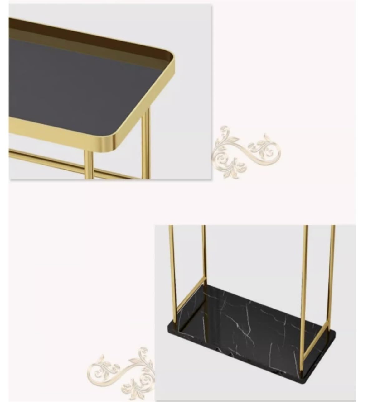 BIOMICE Floor Towel Rack 2 Tier Iron Towel Stand with Marble Base and Glass Countertop Freestanding Towel Rack Nordic Towel Holder for Bathroom Freestanding Towel Racks
