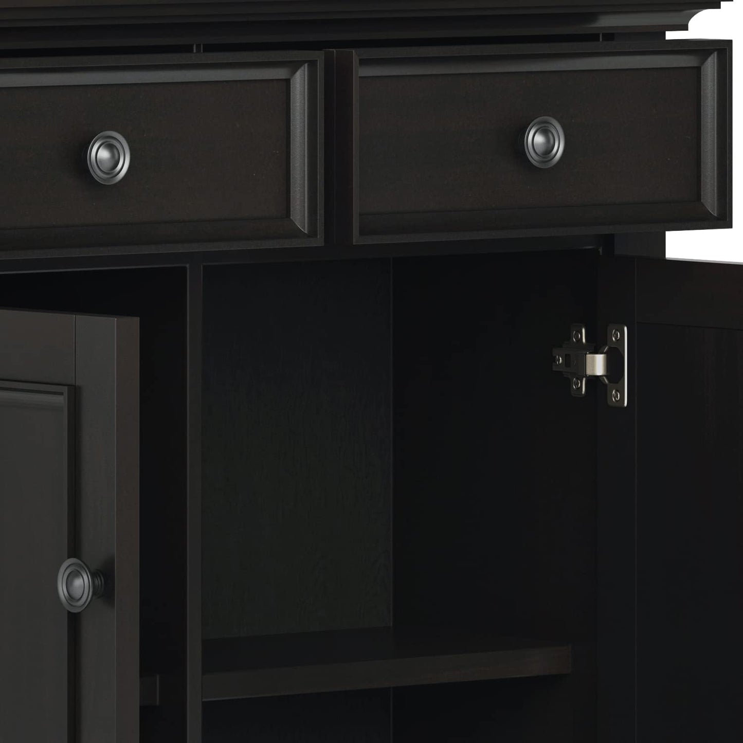 SIMPLIHOME Amherst Solid Wood 48 inch Wide Storage Bench that Seats 2 and 36 inch Wide Storage Cabinet in Hickory Brown for the Living Room, Entryway, and Family Room, Transitional Style
