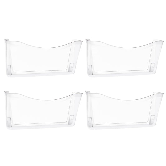 EASEPRES 4 Pack Clear Single Pocket Hanging File Organizer, Plastic Wall Mount Paper Mails Magazines Holder, Mounted Folder Bins for Office, School and Home, 13.85x3.14x6.88 inches