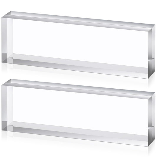 Yousoontic 2 Pcs Clear Acrylic Blocks for Display Blank Name Plate Block Cube Display Stand for Wedding Props Photography Scrapbooking Crafts (2.5 x 8 x 1.125 Inch)