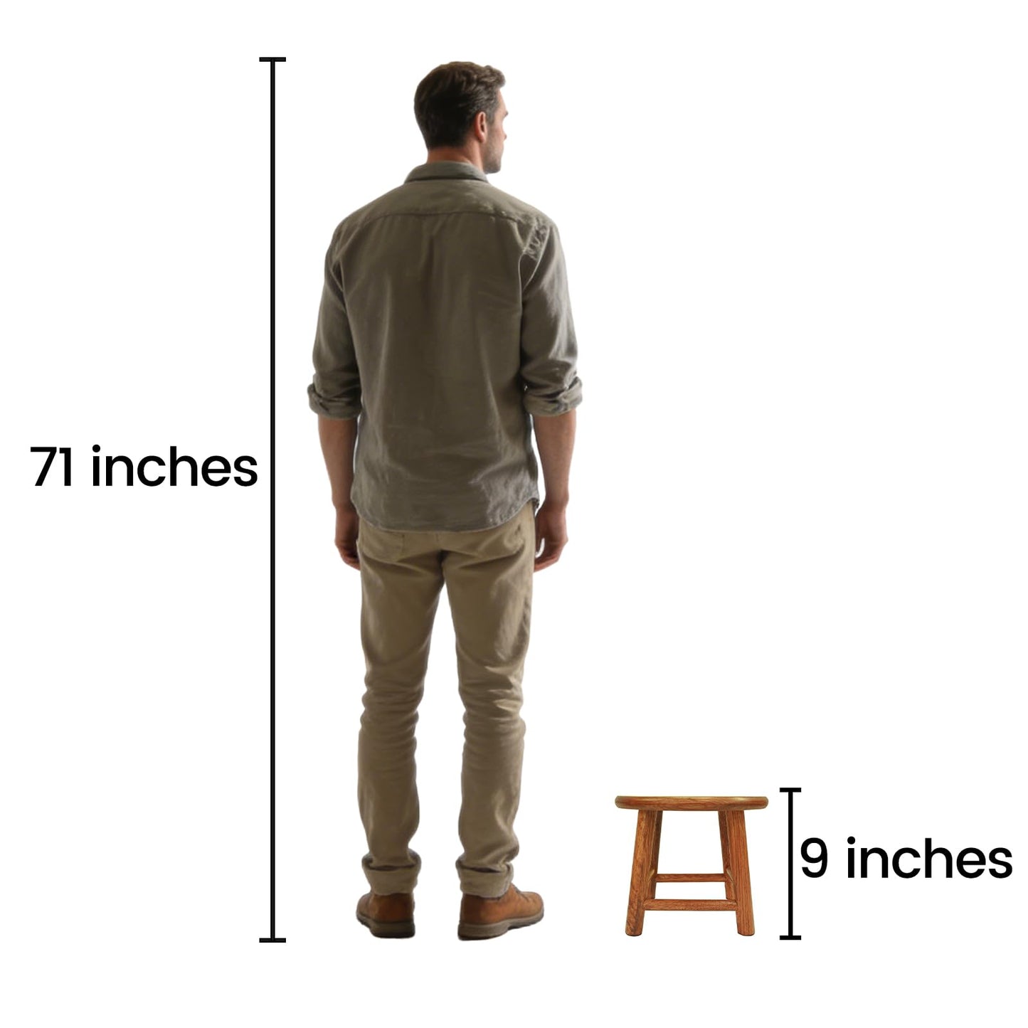 CONSDAN 9-Inch Round Step Stool for Adults & Kids, USA Grown Solid Oak Hardwood Ottoman, Sturdy Small Foot Stool for Kitchen, Bedside, Nursery, Shoe Changing, Plant Stand, Fully Assembled (Chocolate)