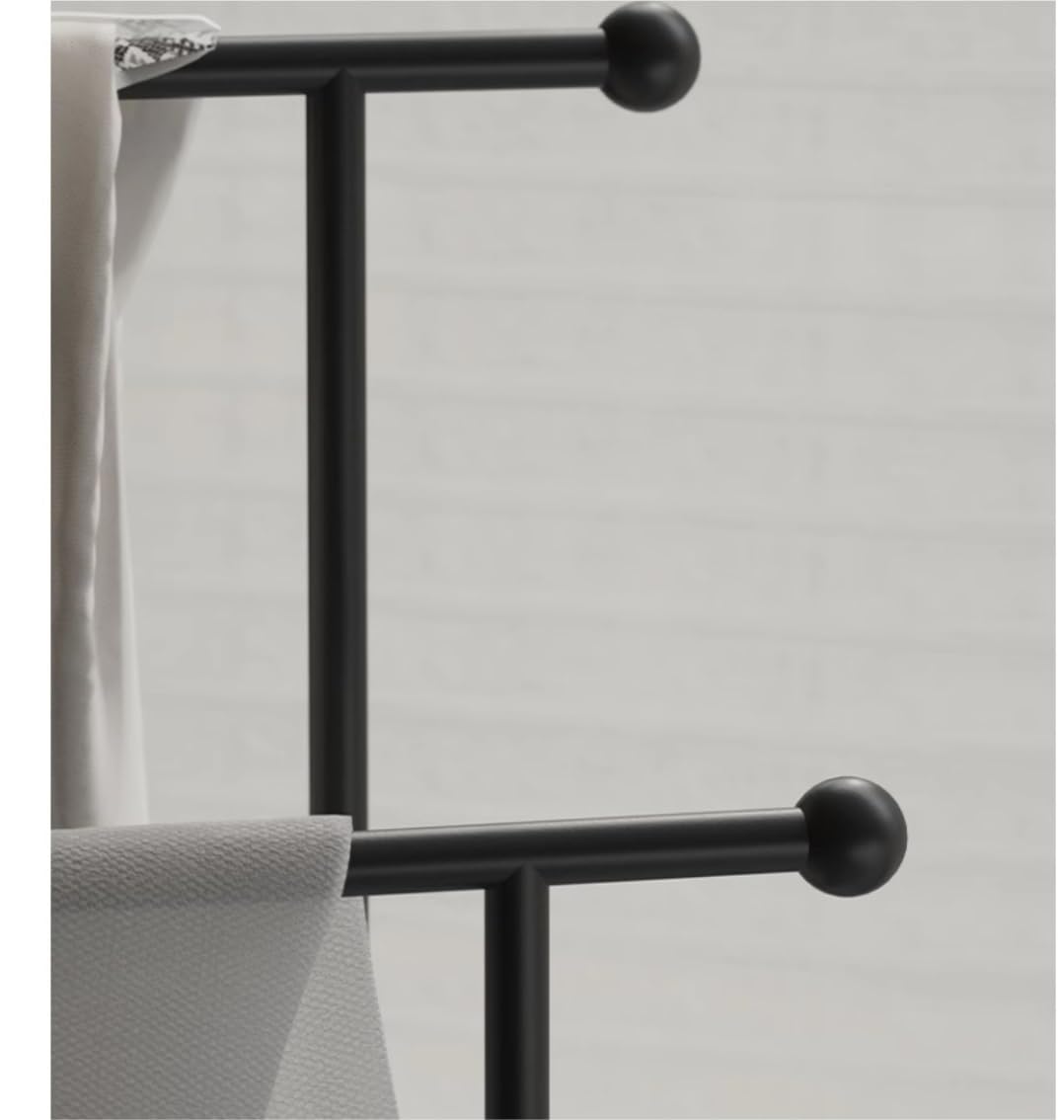 BIOMICE Floor Towel Rack 2 Tier Standing Towel Rack with Storage Shelf Iron Towel Floor Towel Stand for Bathroom Laundry Room Freestanding Towel Racks(Gold)