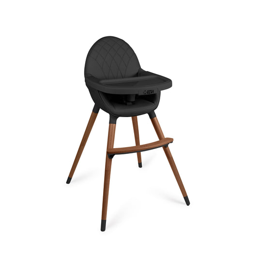 Convertible High Chair for Babies, Toddlers, Kids & Children - Wooden Highchair with Adjustable Height & Dishwasher Safe Tray - Wood Feeding & Dining Chair - Converts to Booster Seat (Black)