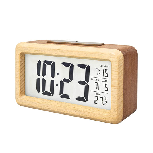 everwood Wooden Digital Battery Operated Alarm Clocks for Bedrooms, Beside, Table, Desk