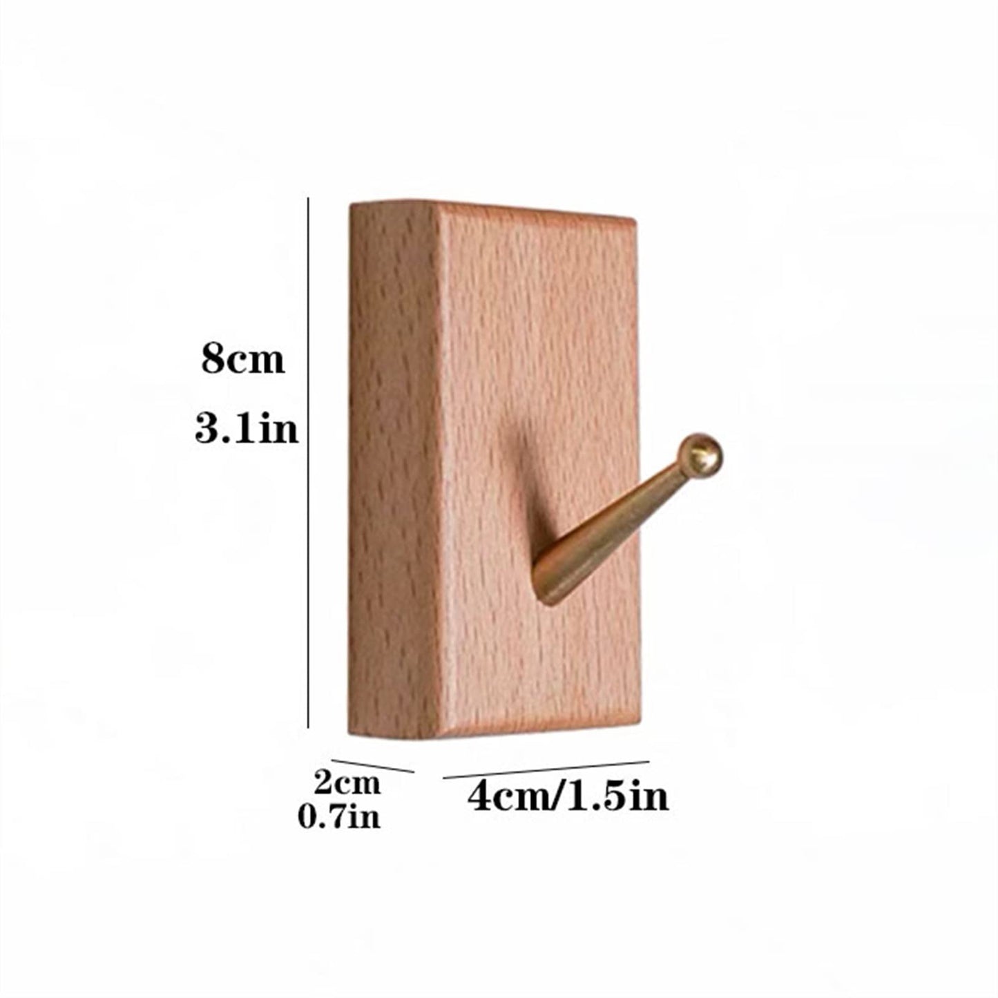 GAORUIFENG Wall Mounted Coat Rack Wood Hooks, Light Luxury Creative Coat Hooks, Brass Wooden Coat Hangers, Used for Porch, Bedroom, Living Room Coat Rack Coat Rack Tree (Color : Natural) (Brown)