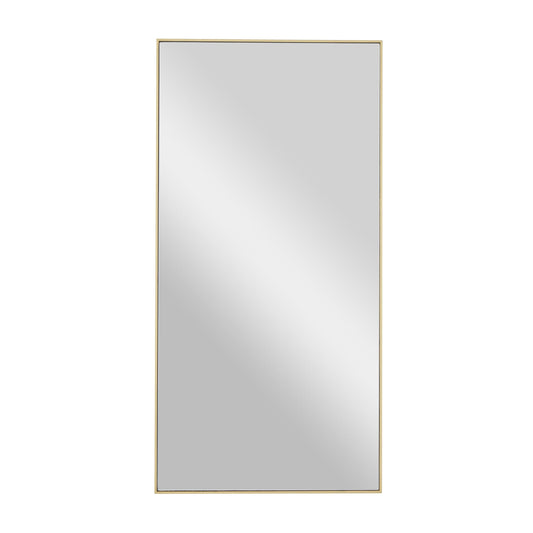 Deco 79 Wooden Room Wall Mirror Entryway Mirror with Thin Frame, Wall Mounted Mirror 18" x 1" x 36", Gold