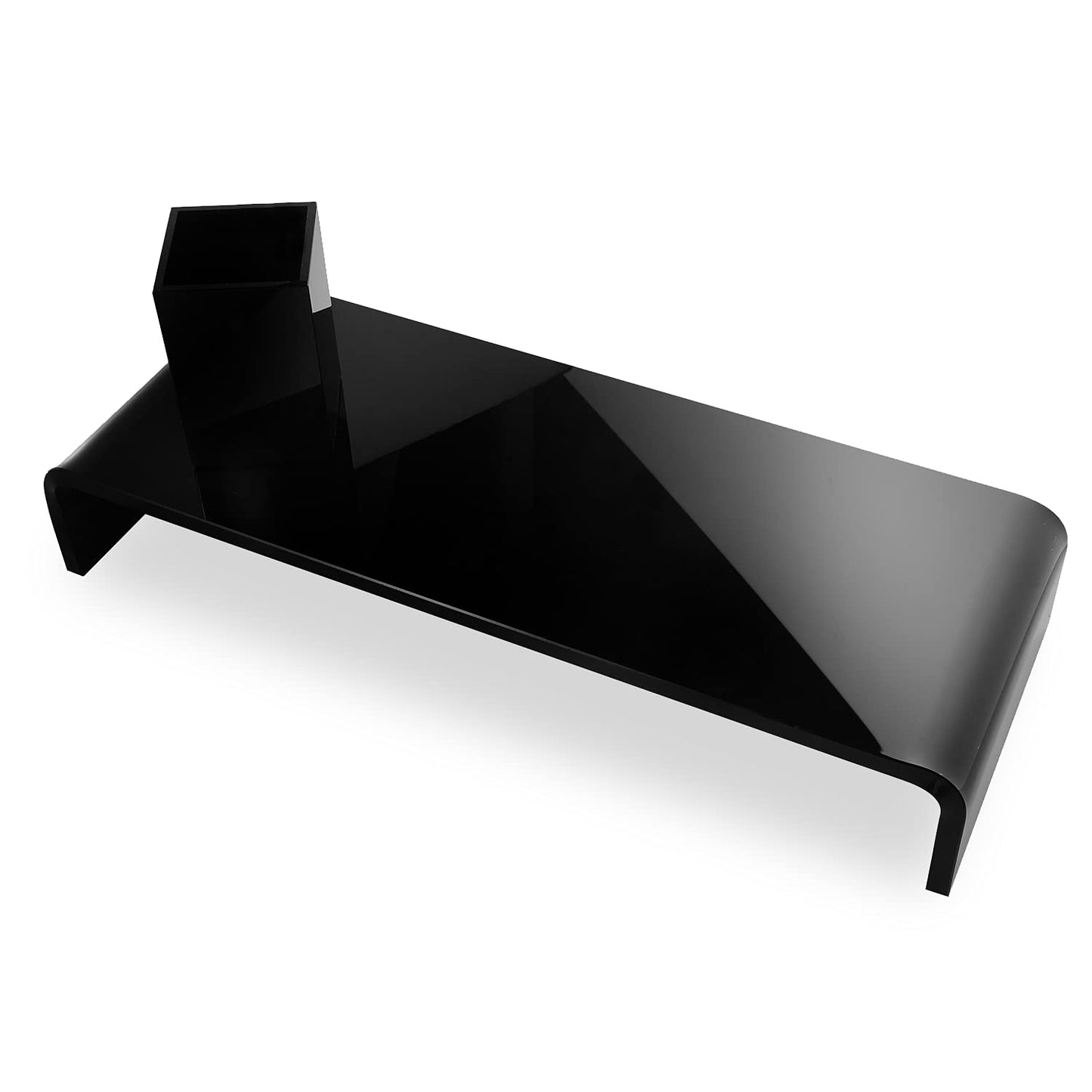 Acrylic Monitor Stand with Matching Pen Holder, 12mm Thick Clear Acrylic Monitor Riser, Laptop Stand for Home, Office, and Work. Computer Desk Riser with Keyboard Storage for LCD LED TV Screen (Black)