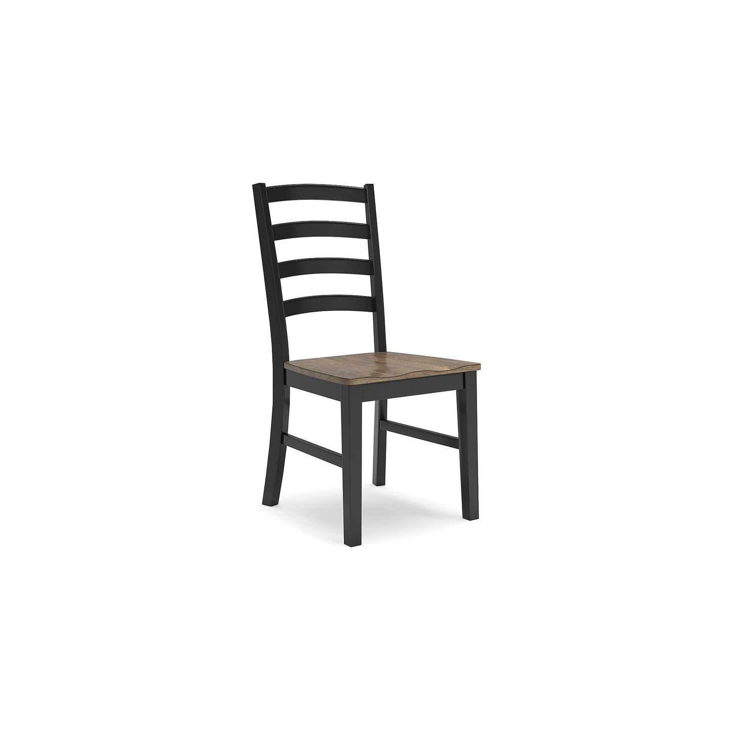 Signature Design by Ashley Wildenauer Dining Chairs Set of 2, Modern Ladderback Dining Chairs with Solid Wood Frame, Two-Tone Finish, Contoured Seat, Black/Brown