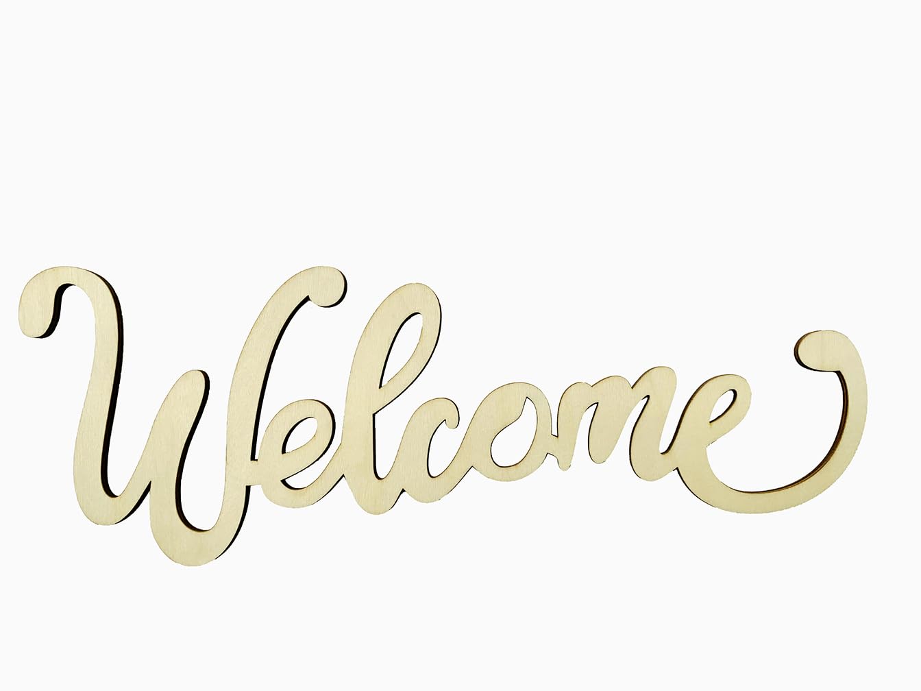 5pcs Welcome Wood Cutout Sign Unfinished Wooden Letter Laser Cut Wood Art Words Signs for Spring Welcome Wreath Crafts Painting Home Door Wall Art Decoration,11.81x4.53 Inches