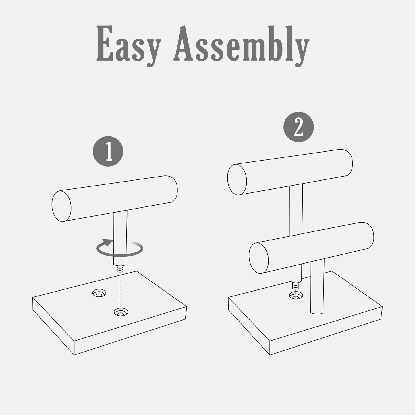 ProCase Bracelet Holder Display Bracelet Organizer, Wooden Bracelet Stand for Selling, T-bar Bangle Storage Rack Wood Watch Display Tower for Business - 2 Tier, Brown