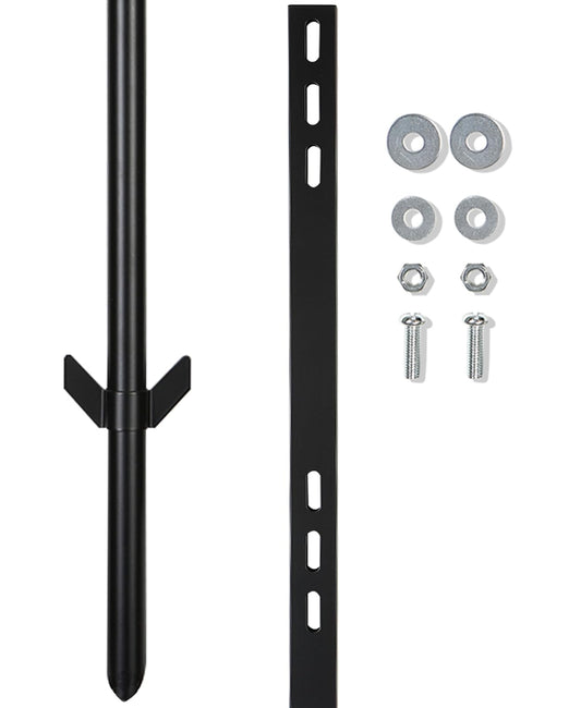 2 Pack Yard Sign Stake, 4' Aluminum Posts, Holder with Baked Enamel Coating, Lightweight & Abjustable Garden Pole with Holes for Different Size Signs, Easy Installation,Sturdy (Black)