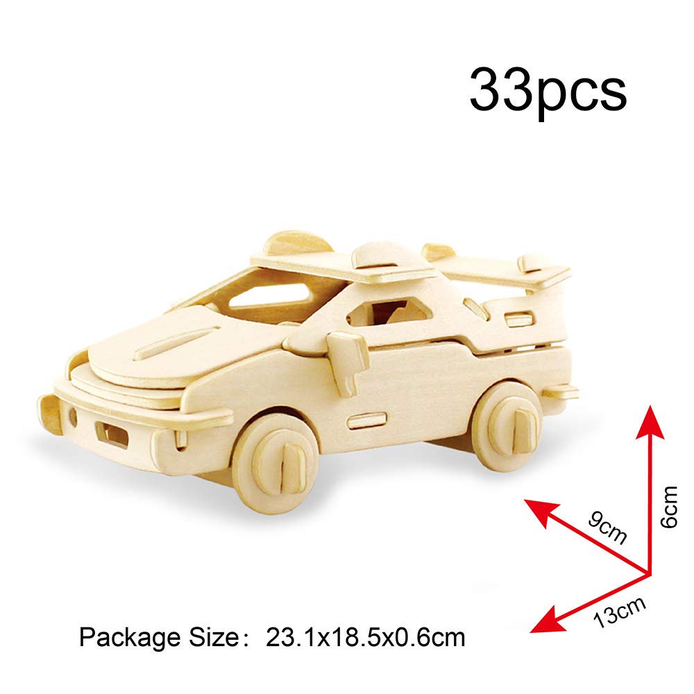 Georgie Porgy 3D Wooden Puzzles for Kids Toys Construction Woodcraft Kits DIY Model Puzzle Kits Birthday Gifts Pack of 6 (Airplane Bus Sports Car Pirate Ship Truck Motorcycle)