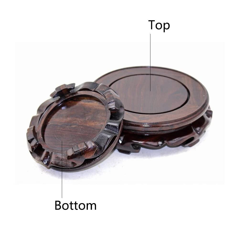 EIGXIANHAI Oriental Furniture Wooden Display Stand Base Lotus Pedestal Vase Base Table Lamp Teapot Base Black Catalpa Furniture Stable Home Decoration Size6 (4.37x1.38in)
