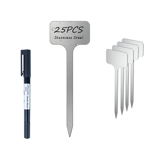 25-Pack Metal Plant Labels Stainless Steel Garden Waterproof Markers for Outdoor vetgetable Seeding Flowers (T-Type)