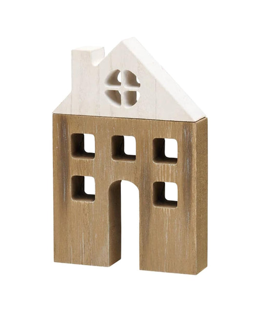 Collins Painting Rustic Wood House Cutout - Wooden Tabletop Decor - Weathered Wood Minimal House Shelf Sitter Block for Everyday or Holiday Decor