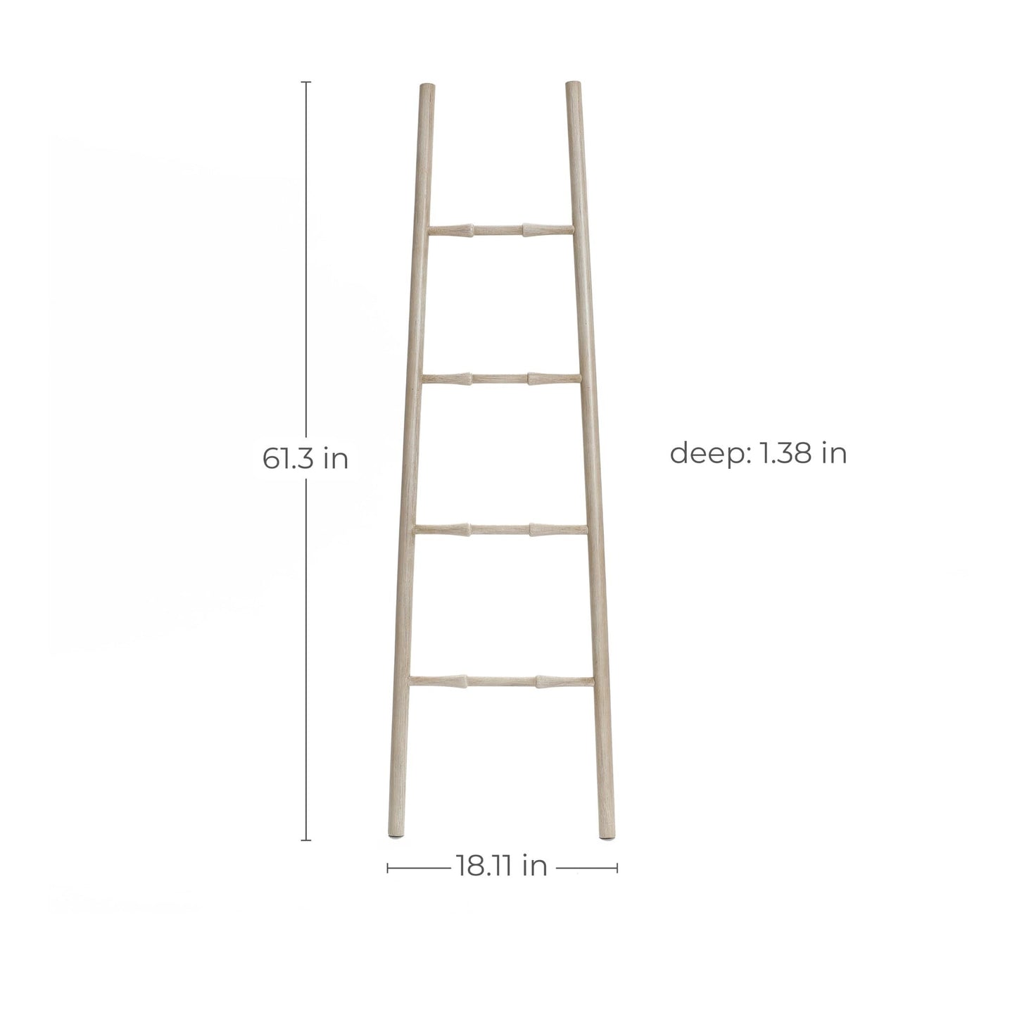 LuxenHome Rustic Blanket Ladder, 61'' Birch Wood 4-Rung Blanket Ladder, Farmhouse Towel Rack Stand for Bathroom Living Room Decor, Towel Holder House Furniture, Home Decor Accessories