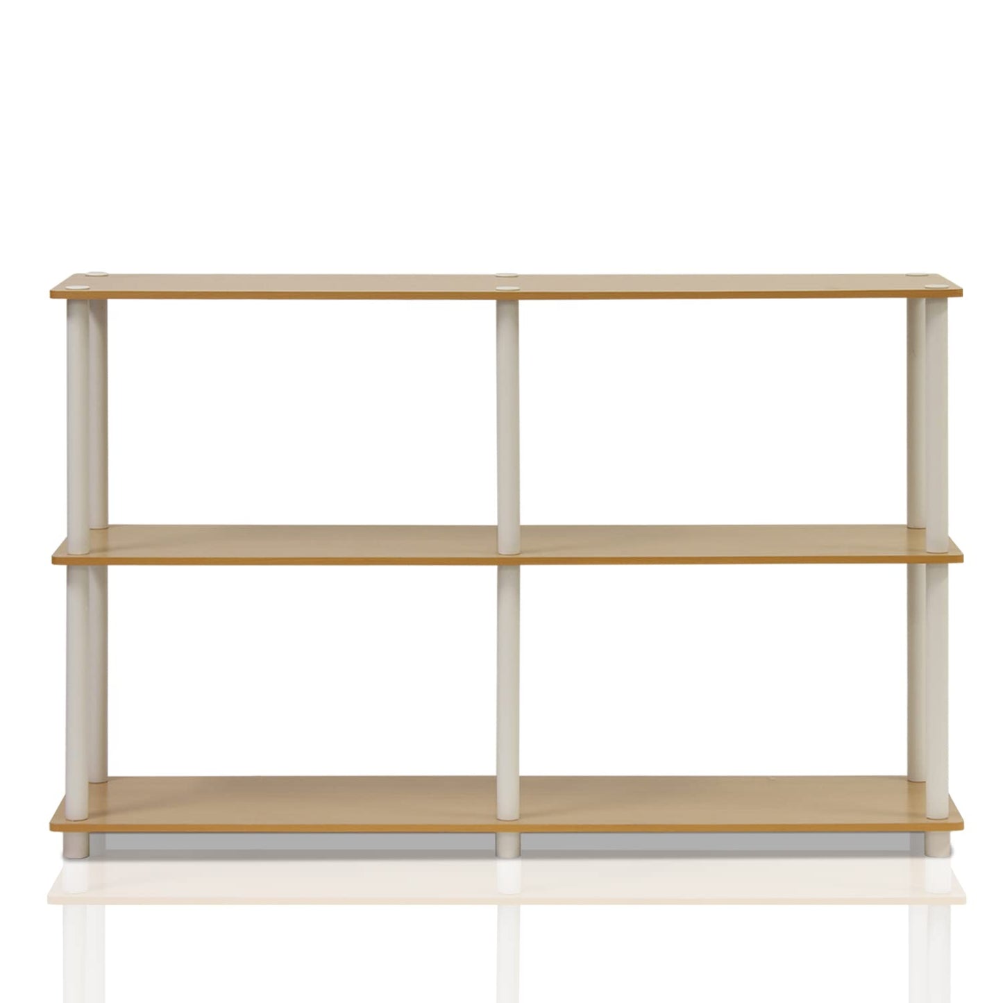 Furinno TURN-N-TUBE Storage Shelves, 3-Tier 47.4 Wide Book Shelf, Corner Shelf, Toolless Open Shelves, for Organization and Storage, Living Room, Garage, Home Office, Beech