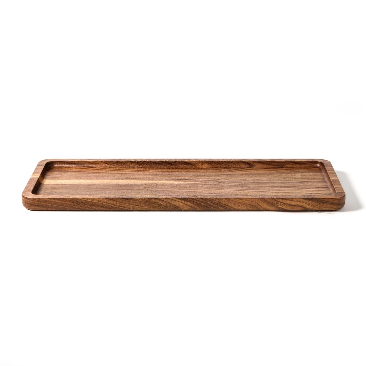 SANZIE Walnut Wooden Tray for Bathroom, Wood Vanity Tray for Counter, Toilet Tank, Rectangle Serving Tray for Food Appetizer Tea Dessert Kitchen Candle Tissue Home Decor (13.74 x 5.47 in)