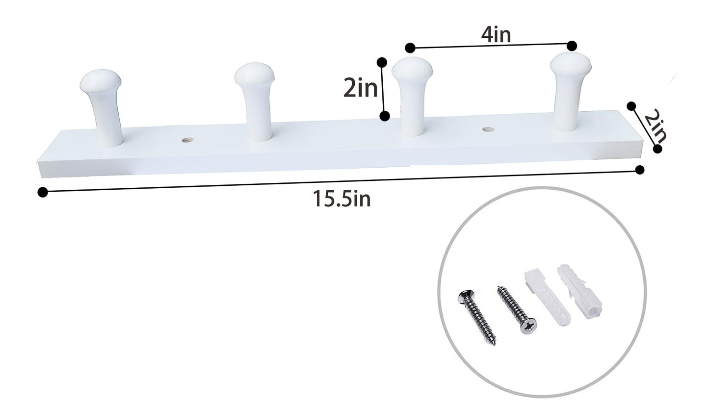 Tmflove Wall-Mounted Hook Coat and Hat Rack | Decorative Household Items | Entrance | Foyer | Hallway | Bathroom | Bedroom (4 Hooks, White)