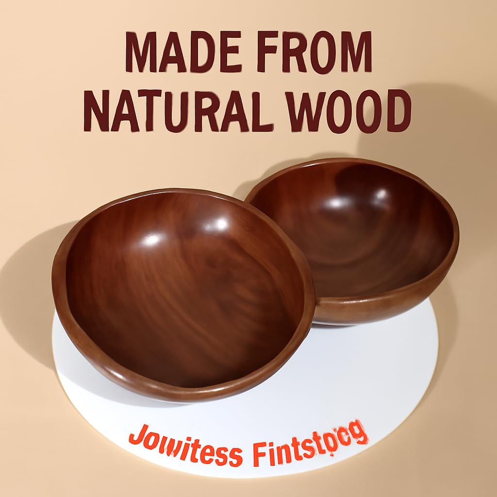 AMERIZONE Handcrafted Sheesham Wood Bowls Set.6.7 Inch Round Wooden Serving Bowls | Multipurpose Salad, Snack & Dessert Bowl (2 Pcs, 17x5 cm)