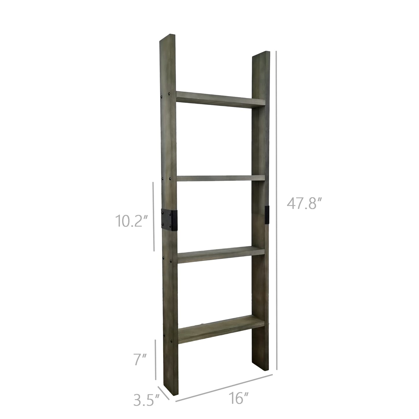 FixtureDisplays 4-Foot Rustic Farmhouse Blanket Ladder, Wall-Leaning Decorative Wood Ladder Rack