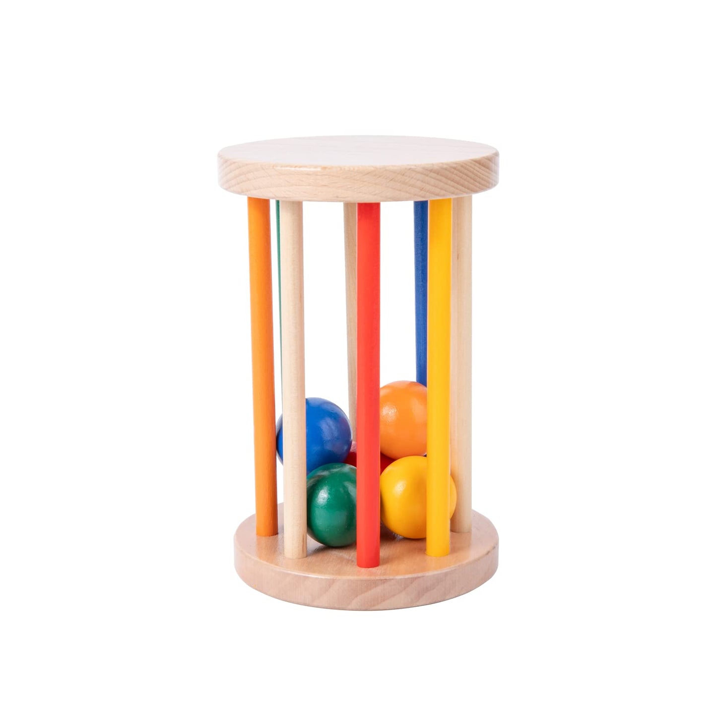 Montessori Toys for Babies 6-12 Months Wooden Rolling Drum Montssori Baby Sensory Toys for Wooden Rattle Spinning Rainbow,Boys and Girls Baby Gifts