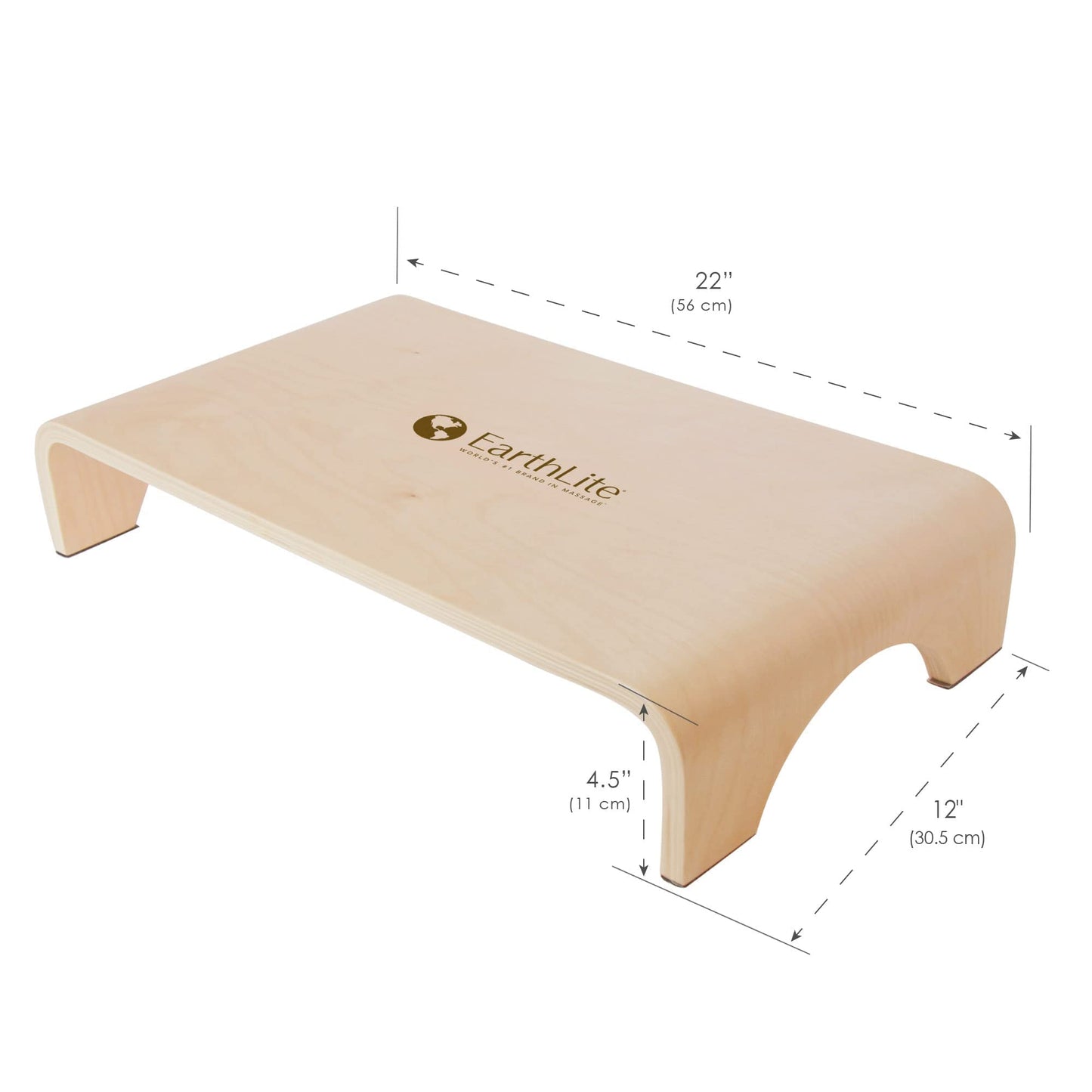 EarthLite Wooden Step Stool - 4'' High, Large Surface, Strong & Stable Bed Step, Foot Stool, Massage Step-Up