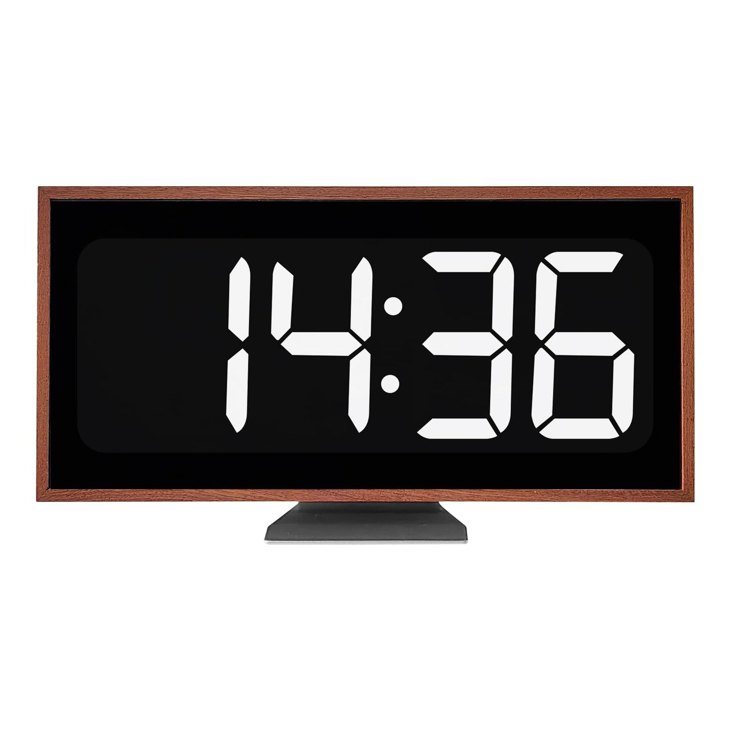 SCOAGE Wooden Digital Desk Clock, 10 x 5 Inch Plug in Electric LED Clock with Large Easy to Read Numbers, 12/24H Switch, Bright LED Display, Minimalist Desk Clock for Living Room, Office, Classroom