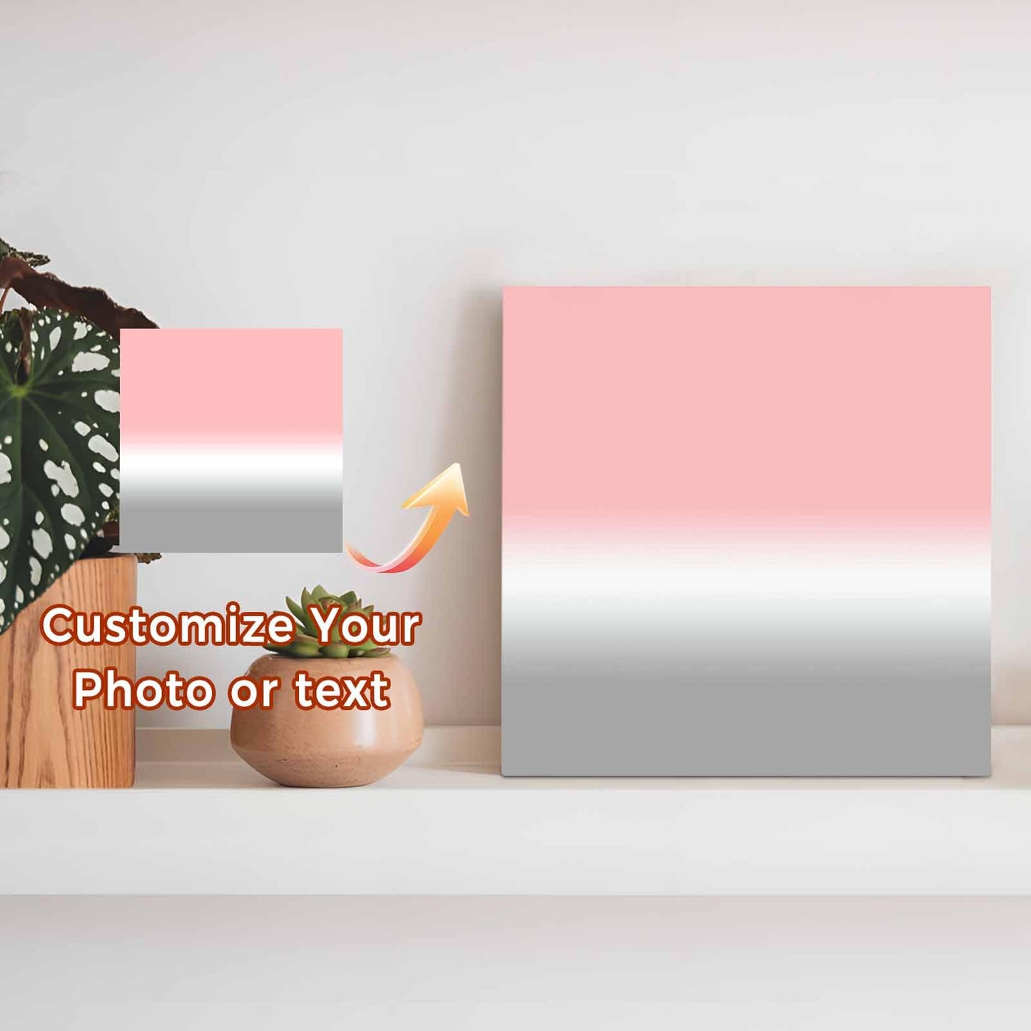 Wood Box Sign Desk Decor Pink White Grey Gradient Square Boxes Sign, Ombre Art Wooden Block Box Sign Decoration for Home Wall Tabletop Shelf Office Decor,6x6IN