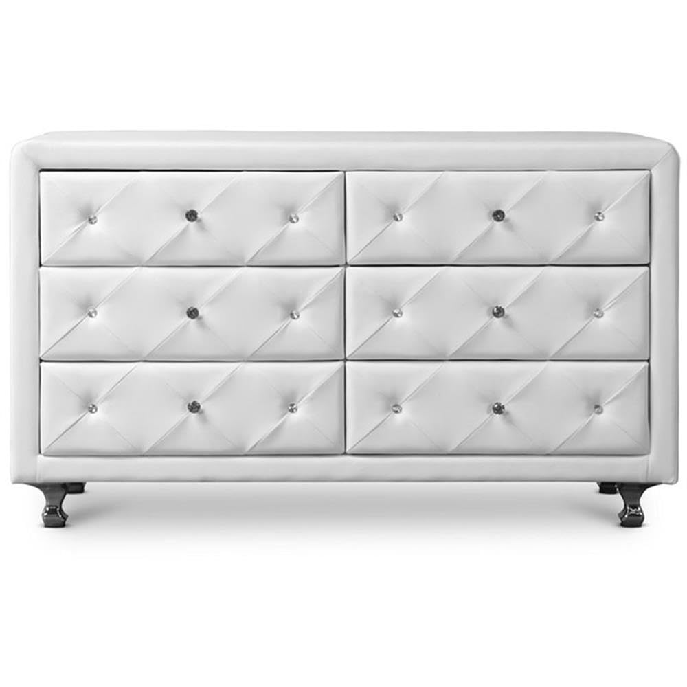 Baxton Studio Luminescence Wood Contemporary Upholstered Dresser, White