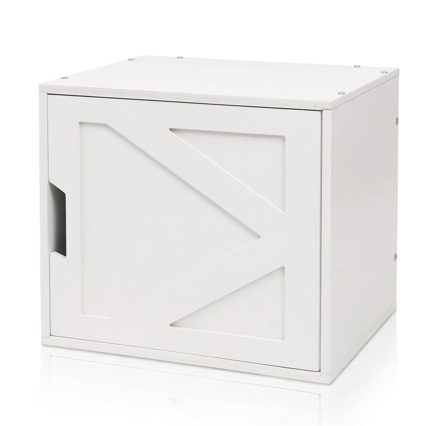 Fasmov Stackable Cube Storage Organizer, Multifunctional Wood Cubby Bookshelf with Door, Easy Assembly DIY Storage Bin, Durable Classic Storage Unit for Bedroom Living Room Office, White