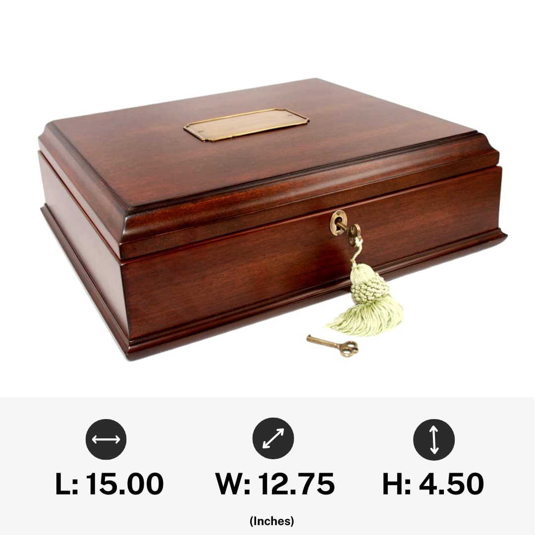 Decorebay Antico Wooden Lockable Memory and Treasure Box for Keepsakes, Photos, Letters, Jewelry and More