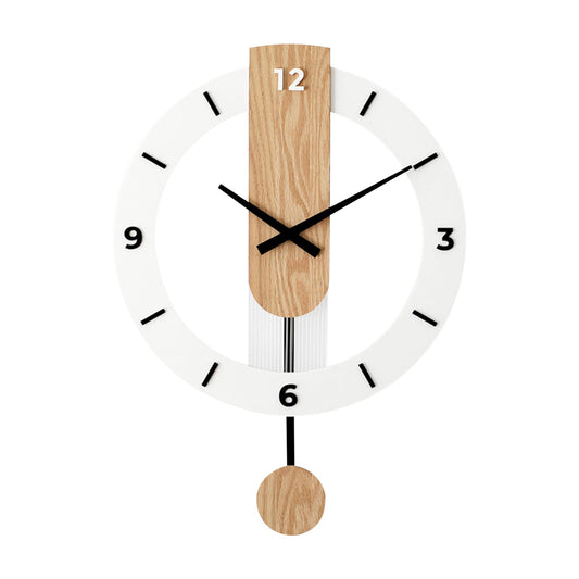 Ergocar Wooden Swing Clock, The Mute Wooden Roman Numeric Hanging Clock, Suitable for Decorative Living Room, Kitchen, Bedroom, Office