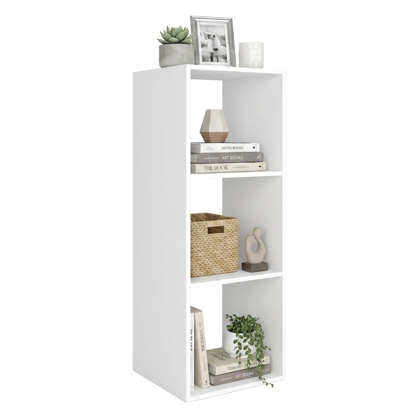 Endearing Limons【2026 Wooden 3 Cube Shelf Storage Organizer with Anti-Tipping Kits + Reversible Open Back Solid Panel Bookcase (11 x 11 Unit Cell White)