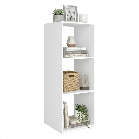 Endearing Limons【2026 Wooden 3 Cube Shelf Storage Organizer with Anti-Tipping Kits + Reversible Open Back Solid Panel Bookcase (11 x 11 Unit Cell White)