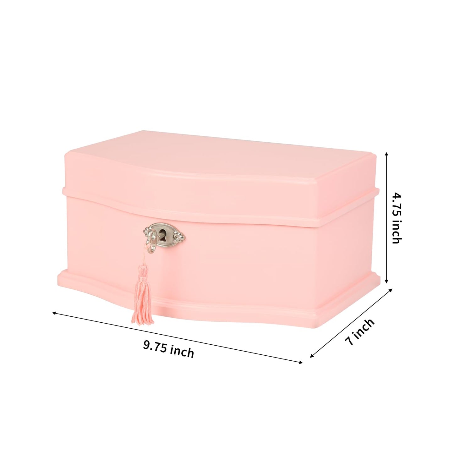 Elle Jewelry Box - Ballerina Jewelry Organizer and Swan Lake Wind-Up Music Box for Girls and Teens, Accessories and Keepsake Wooden Storage with Lock and Mirror, Charming Room Decor and Gift, Large