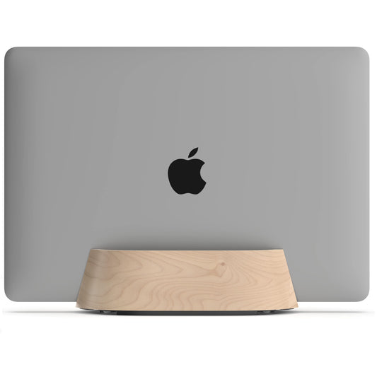 HumanCentric Vertical Laptop Stand in Maple Wood, Upright Adjustable Holder and Dock, Laptop Vertical Stand Fits MacBook Pro and Other Laptops .5" to 1.5", Clamshell Compatible