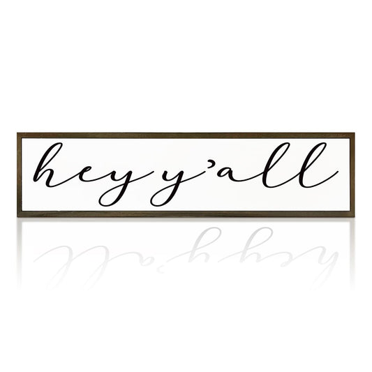 Inspirational Wood Signs, Welcome Wood Decoration, Home Decor for Front Door Porch Entryway, Cafe Coffee Bar Decor, Housewarming Decoration, Hey Y'all Sign 17.8x4x1.2 inches 53