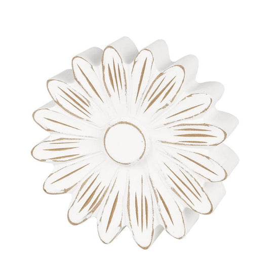 Collins Painting Distressed Wood Flower Petals Shelf Sitter (Small, White Daisy II)