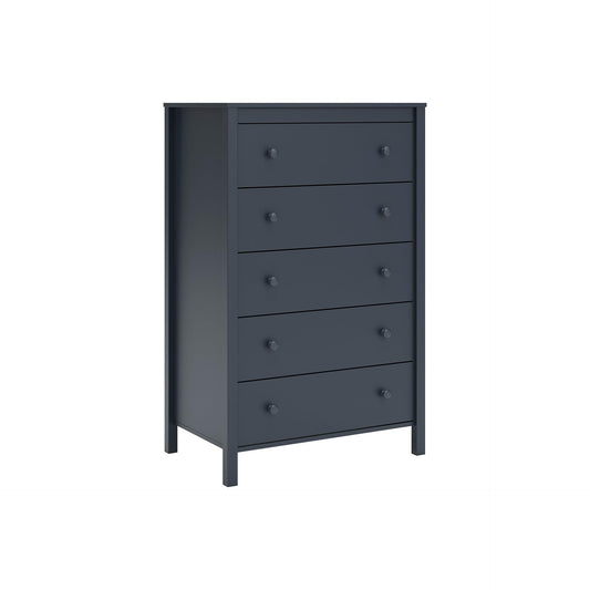 Signature Design by Ashley Simmenfort Vintage Casual Chest with 5-Smooth Gliding Drawers, Meets ASTM International Safety Standards, Matte Navy Blue Finish