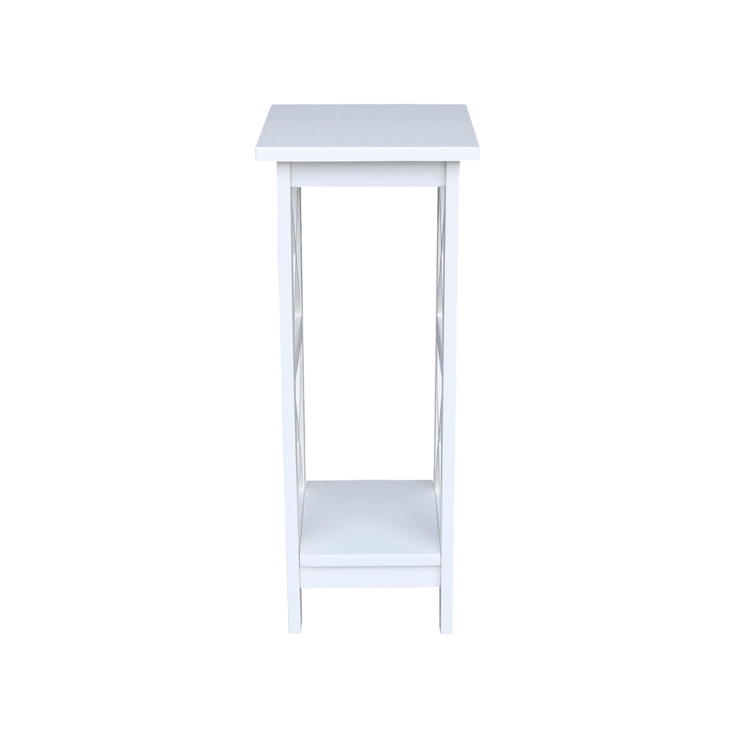 IC International Concepts, 30" X-Sided Plant Stand , Solid Wood, Real Parawood, 12" W x 12" D x 30" H, Easy Assembly, Snow White