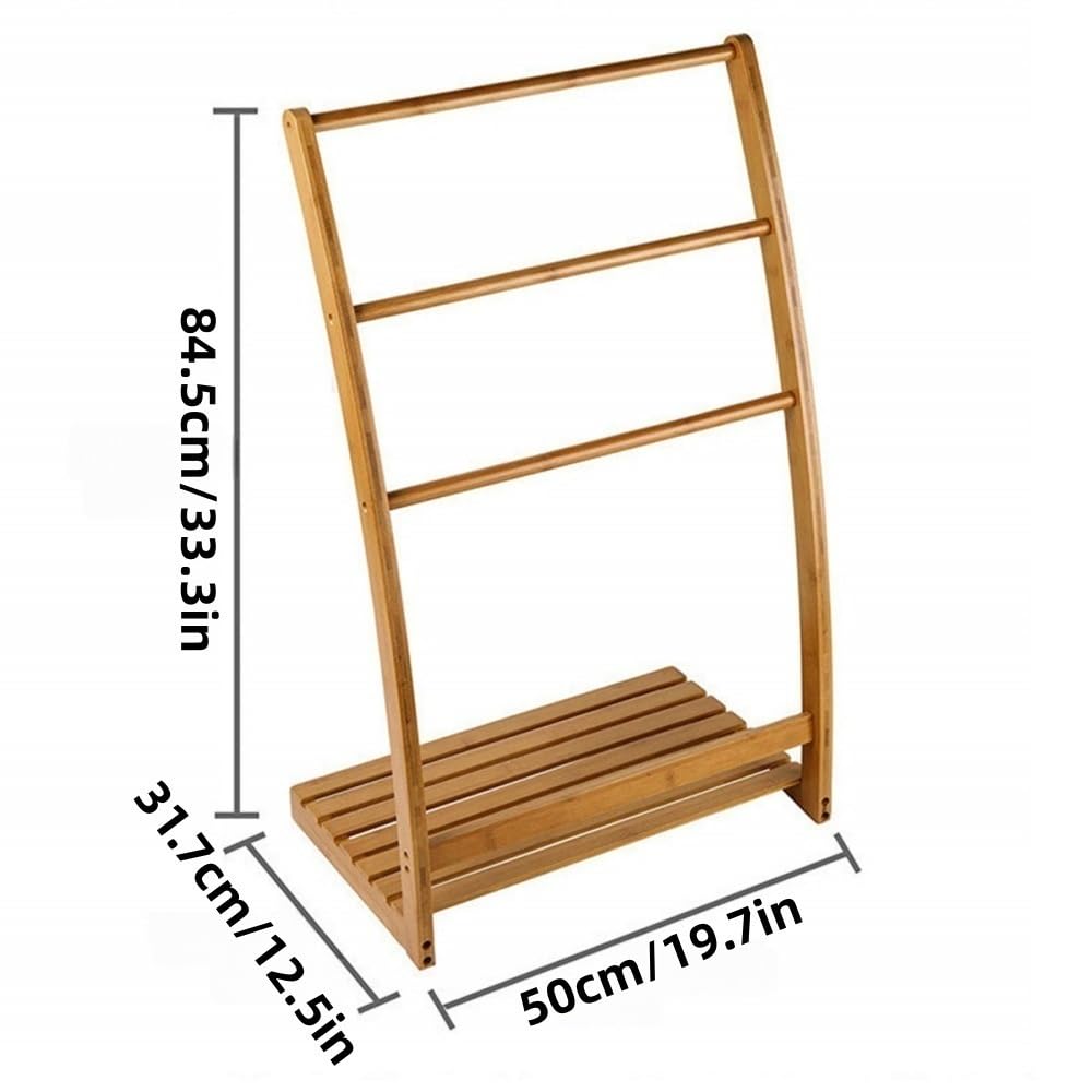 3-Layer Towel Ladder, Freestanding Towel Hanging, Wooden Ladder Shelf, Modern Towel Rack for Living Room, Bedroom, Bathroom