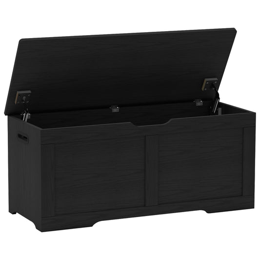 Timberer 39.4" Storage Chest, Wooden Storage Bench, Lift Top Toy Chest with 2 Safety Hinges, Large Toy Box, Entryway Bench for Living Room, Bedroom, Black
