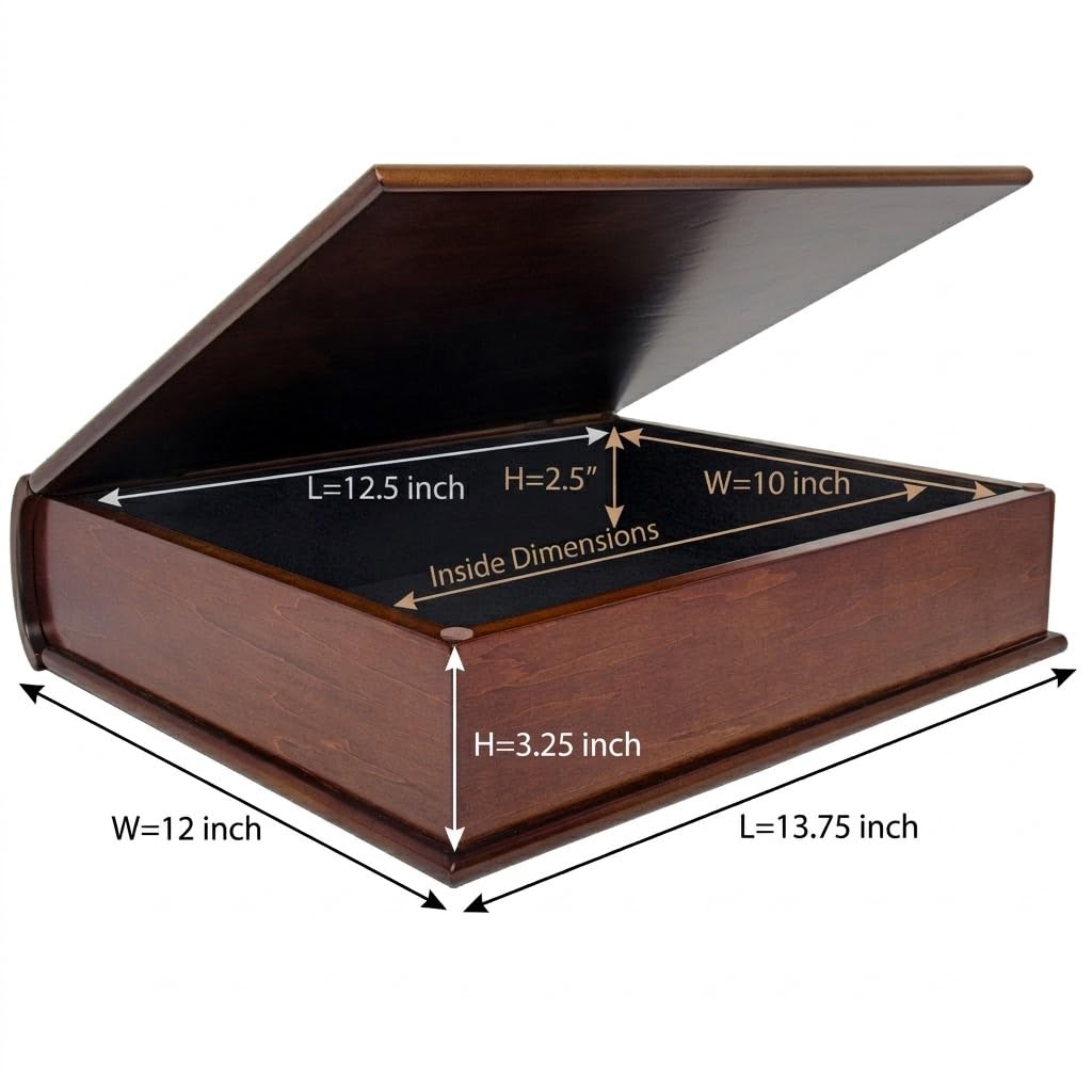 Arolly Large Premium Wood Memory Keepsakes Box - Treasure Decorative Storage Chest Organizer with Aesthetic Finish for Photos Jewelry Trinkets Collectible Mementos