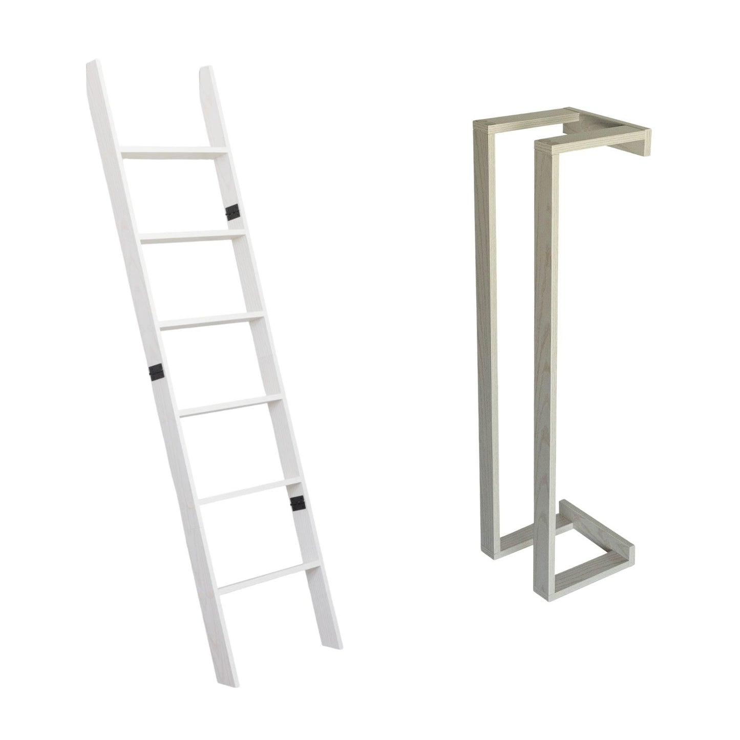RELODECOR Blanket Ladder & Blanket Wall Rack for Living Room and Bedroom, Laminate Snag Free Construction (White) Rustic Decorative Farmhouse Blanket Storage Bundle, Easy Assembly