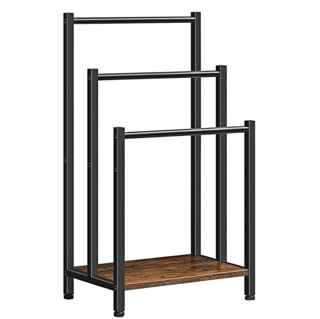 SHSWUD Free Standing Towel Rack, Pool 3-Tier Freestanding Blanket Ladder Towel Rack Holder with Shelf for Bathroom Large Storage