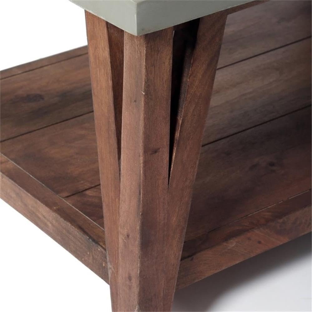 Brookside 40 in. Wide Entryway Bench - Industrial Farmhouse Style with Concrete-Coated Top and Solid Wood Base, Versatile Use for Storage, Seating in Entryway, Outdoor, or Dining Room