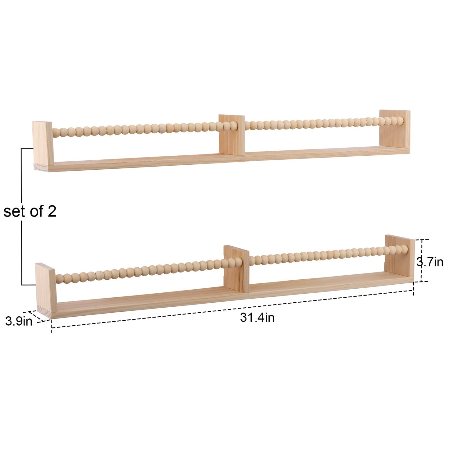 TUEGEGNS Nursery Book Shelves - Wall Mounted Set of 2, 32 inches Wooden Floating Bookshelves for Kids' Room and Study Room