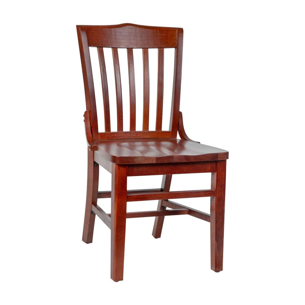 Flash Furniture Hercules Series School House Back Wood Restaurant Chair, Classic Armless Dining Chair for Restaurants/Kitchens, Mahogany Wood Finish