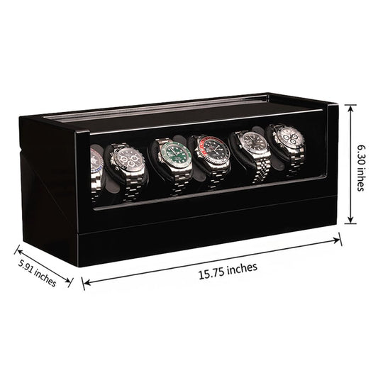 Mineesi Automatic Watch Winder for 6 Watches with Ultra-Quiet Japanese Motor, Dual Power Supply, Acrylic Display Case for Rolex, Automatic Watches - M160 Series